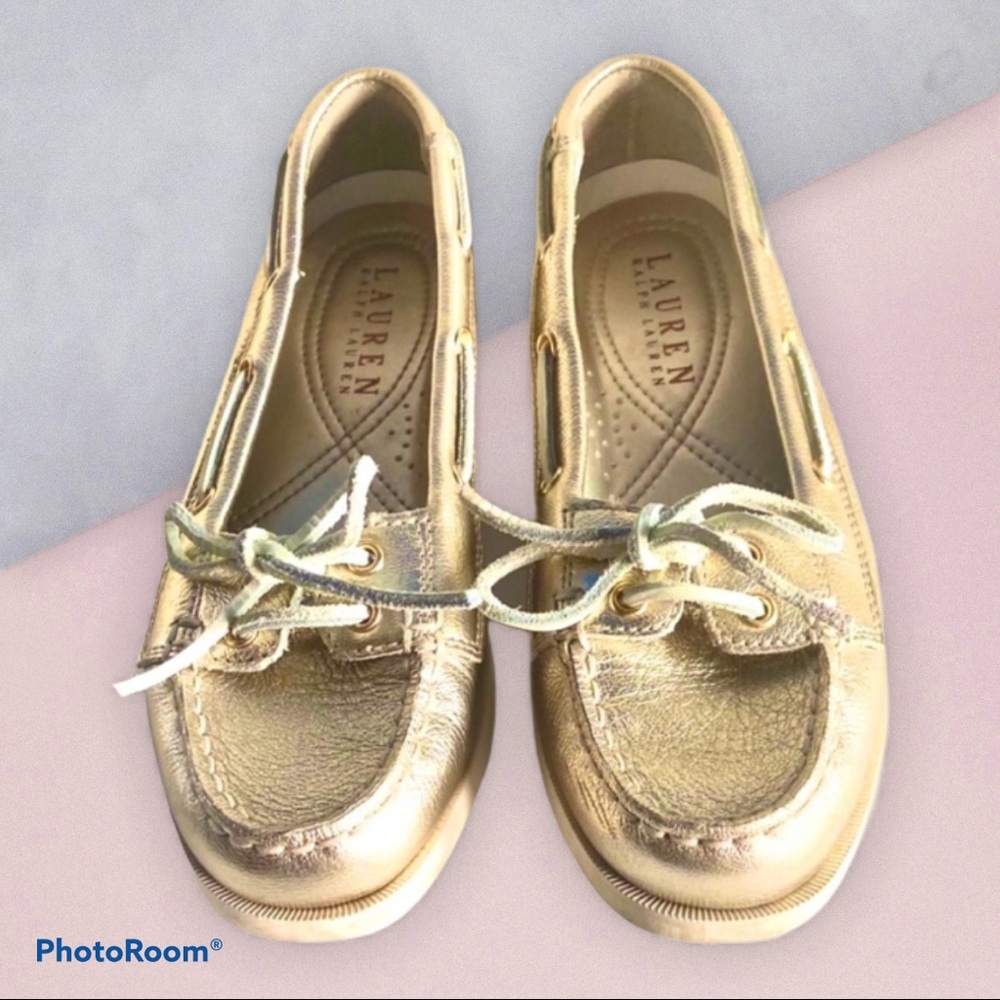 Ralph Lauren gold loafers